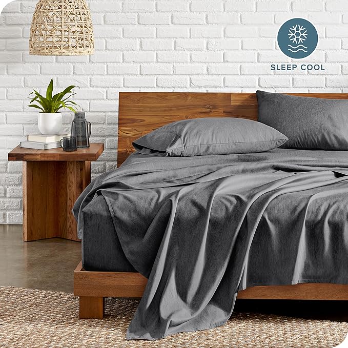 Bare Home Full Sheet Set - Luxury 1800 Ultra-Soft Microfiber Double Brushed - Deep Pockets - Easy Fit - 4 Piece Set - Bedding Sheets & Pillowcases (Full, Heathered Grey)