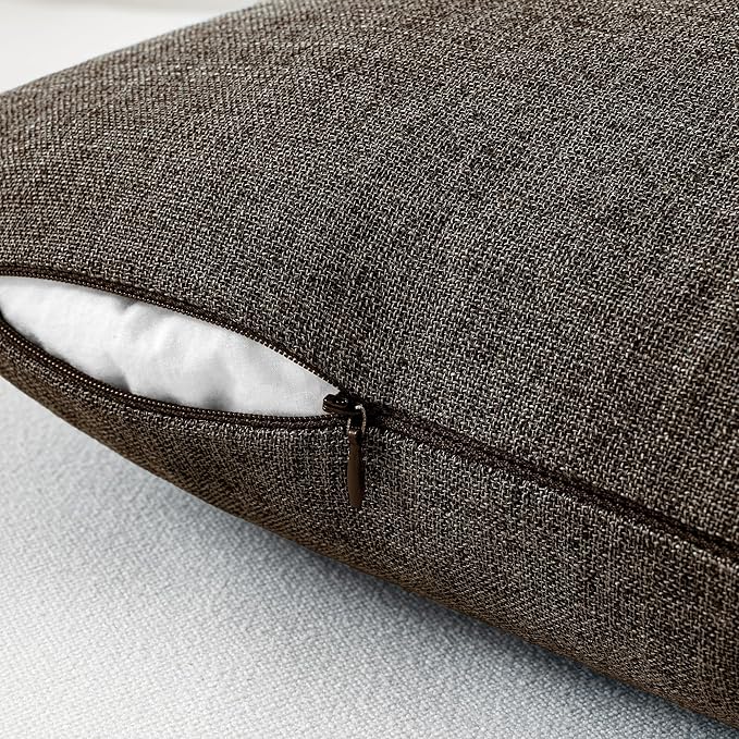 MIULEE Pack of 2 Decorative Linen Burlap Pillow Covers Farmhouse Boho Accent Euro Pillowcases Home Decor for Couch Sofa Bedroom Living Room 24x24 Inch Dark Brown