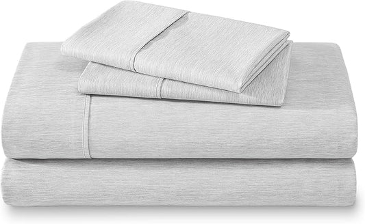 Bare Home Queen Sheet Set - Luxury 1800 Ultra-Soft Microfiber Double Brushed - Deep Pockets - Easy Fit - 4 Piece Set - Bedding & Pillowcases (Queen, Heathered Pewter)