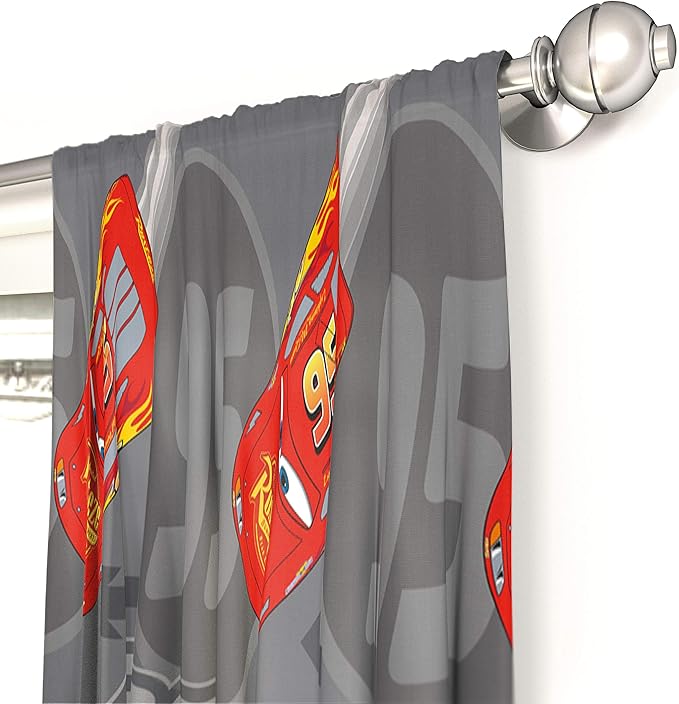 Jay Franco Disney Pixar Cars Lighnting Speed 84" Inch Drapes - Beautiful Room Décor & Easy Set Up, Bedding Features Lightning McQueen - Curtains Include 2 Tiebacks, 4 Piece Set
