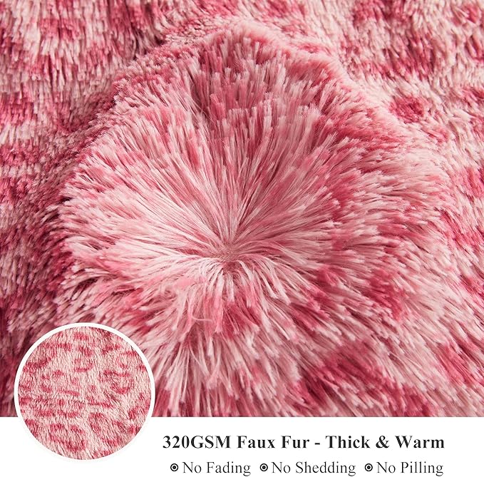 XeGe Cheetah Print Fluffy Faux Fur Duvet Cover Set, 2 Pieces Soft Plush Shaggy Fuzzy Bedding Set(1 Faux Fur Leopard Print Comforter Cover + 1 Furry Pillowcase), Zipper Closure(Twin, Pink)