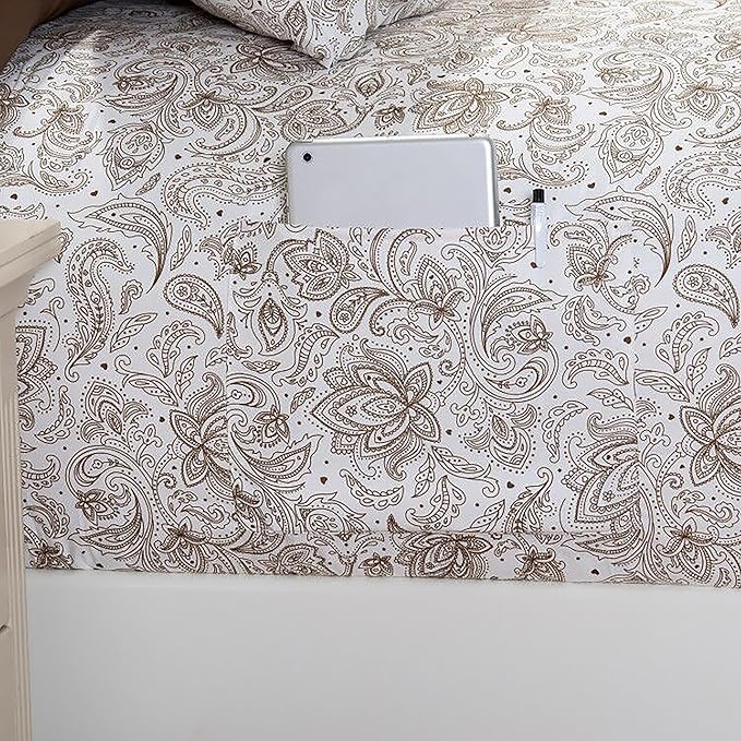 Elegant Comfort Softest and Coziest 4-Piece Sheet Set - 1500 Premium Hotel Quality Microfiber - Deep Pocket, Wrinkle Resistant 4-Piece Paisley Pattern Bed Sheet Set, Twin XL, Paisley Taupe