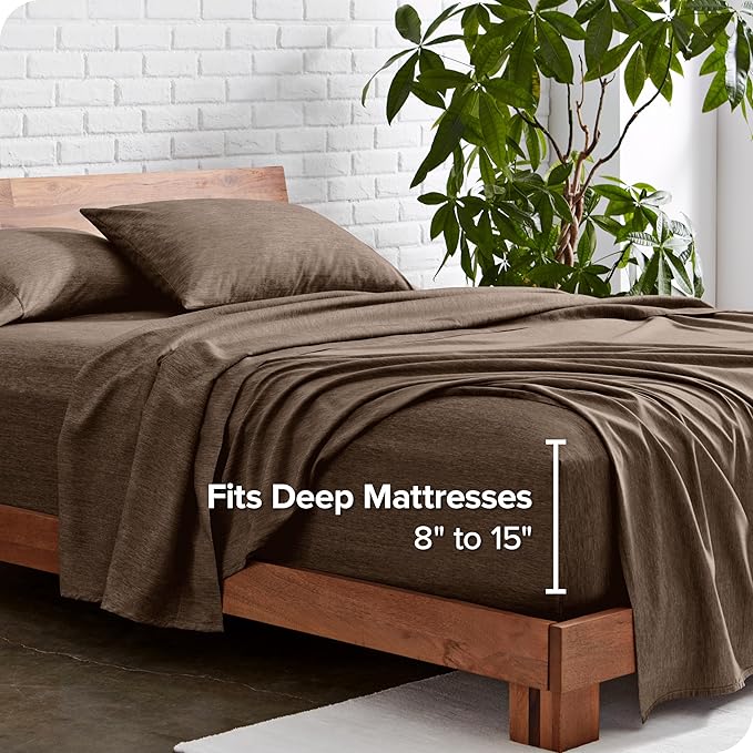 Bare Home California King Sheet Set - 1800 Ultra-Soft Microfiber Cal King Bed Sheets - Double Brushed - Deep Pockets - Easy Fit - 4 Piece Set (California King, Heathered Taupe)