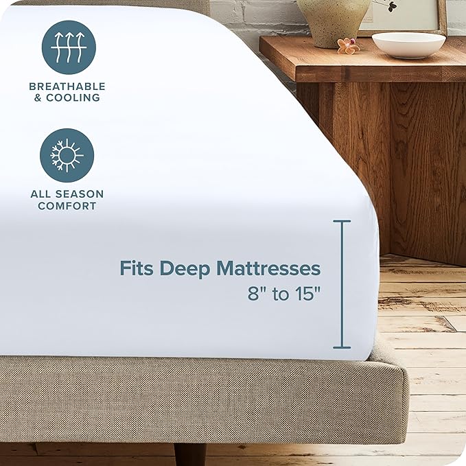 Bare Home 2-Pack Fitted Bottom Sheets Twin - Premium 1800 Ultra-Soft Wrinkle Resistant Microfiber - Deep Pocket (Twin, White)