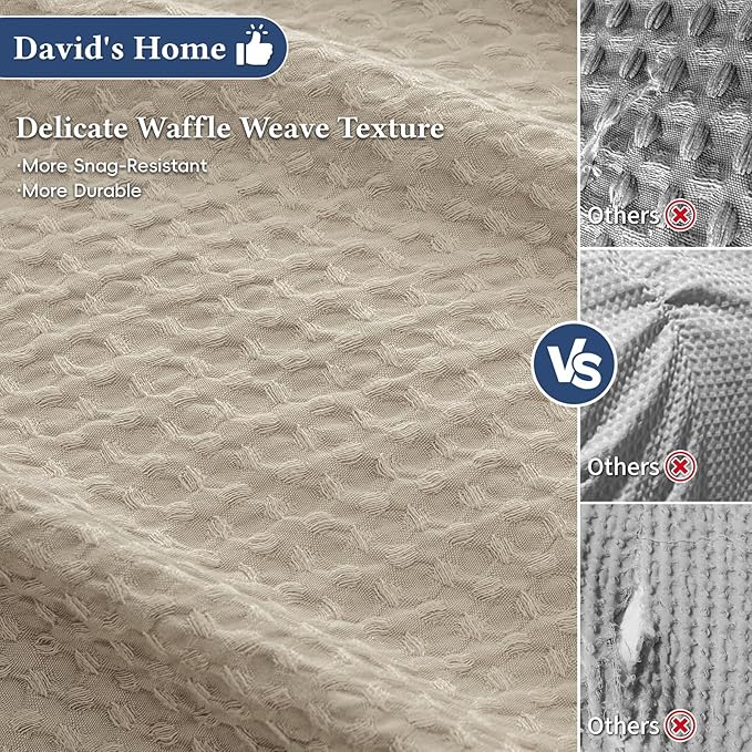 David's Home Waffle Weave Duvet Cover Set King Size,Soft Breathable 3pcs Comforter Cover Set with 2 Pillowcases,Textured Home Decor Bedding Set Cozy for All Seasons, Nature 104"×90",No Comforter