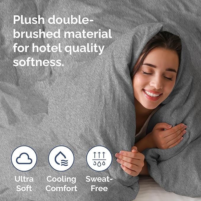 Duvet Cover King Size - Extra Soft King Size Duvet Cover - Lightweight, Breathable, Easy Care & Fade Free w/ Zipper Closures & Ties - 104" x 90" Inches - (Heathered Grey) Comforter Not Included