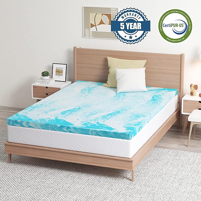 EGO Topper 3 Inch Twin Memory Foam Mattress Topper, Gel Foam Mattress Topper for Pressure Relief, Ventilated Design Bed Topper in a Box, CertiPUR-US Certified, Medium