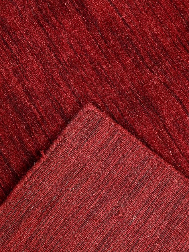 Rugsotic Carpets Hand Knotted Loom Wool ECO-Friendly Area Rugs - 6'7''x9'10'', Rectangle, Red Color, Solid Plain Design, High Pile Handmade Anti Skid Area Rugs for Living Room, Bed Room (L00111)