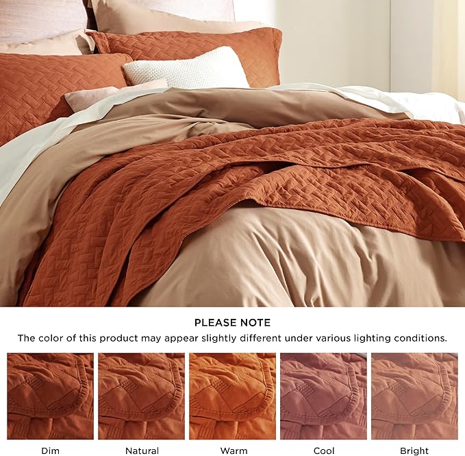 Bedsure Quilts King Size - Lightweight Bedspreads King Size with Basket Weave Pattern, Soft Quilt Bedding, Red Orange Comforter Coverlet for All Seasons (106" x 96")