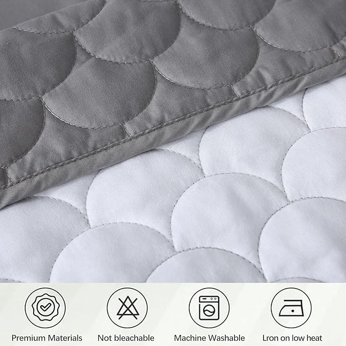 Queen Size Grey Bed Skirt with 14-Inch Drop, Easy Fit Wrap-Around Cover for Bed, Wrinkle-Free and Fade-Resistant Box Spring Cover. (Grey Seashells, Queen)