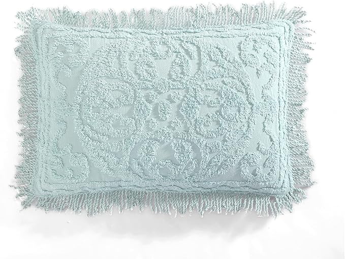Beatrice Home Fashions Medallion Chenille Bedspread, Standard Sham, Blue