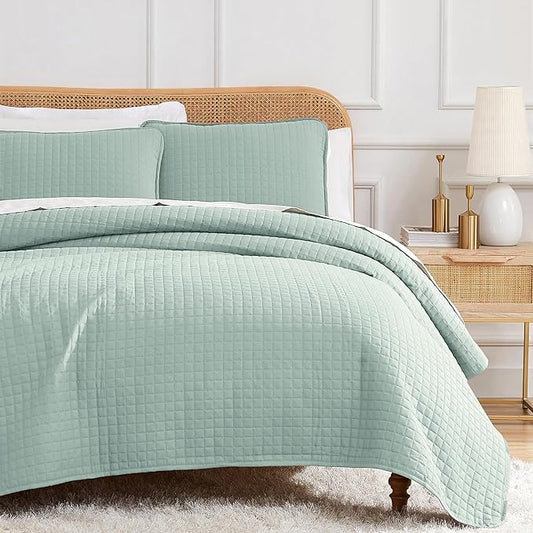 Southshore Fine Living, Inc. Quilts, Queen Size with 2 Pillow Shams, Full Bedding Set, Stain & Pet Hair Resistant Bedding, Quilt Coverlet Bedspreads Queen Size/Full Bedspread with 2 Pillow Shams, Sky Blue