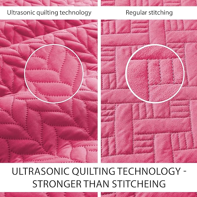 IR Imperial Rooms 8 Pack Quilt King Size Bedding (106" x 96") - Bulk Wholesale for Hotels, Guest Bedroom & Airbnbs - Lightweight Microfiber Reversible Embossed Quilts Bedspread (Pink)