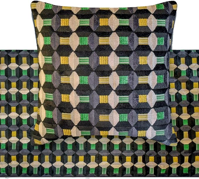 The HomeCentric Green Bed Runner for King/Queen/Twin Velvet Decorative Bed Scarf 53"x18" Bed Runner Without Pillow Cover, Geometric Bed Scarf Bedroom Décor Accent - Green Patterns