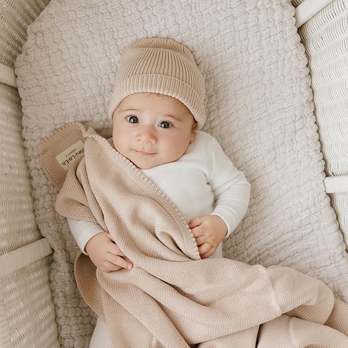 Baby Gift Set - Organic Cotton Newborn Blanket Essentials, Thoughtful Baby Shower & New Baby Gift for Boys & Girls (Luxe - Oatmeal)