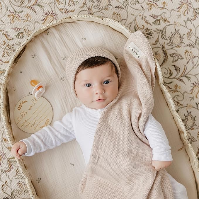 Baby Gift Set - Organic Cotton Newborn Blanket Essentials, Thoughtful Baby Shower & New Baby Gift for Boys & Girls (Luxe - Oatmeal)