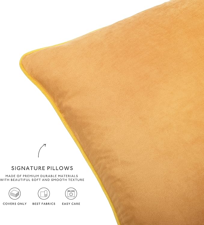 MONDAY MOOSE Decorative Throw Pillow Covers Cushion Cases, Set of 2 Soft Velvet Modern Double-Sided Designs, Mix and Match for Home Decor, Pillow Inserts Not Included (16x16 inch, Yellow/Pink)