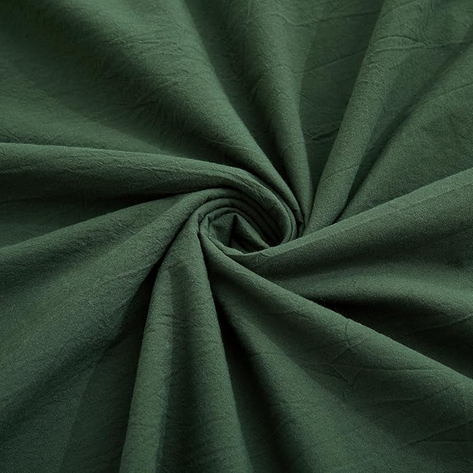 LOVQUE Bedding Duvet Cover Queen Size, 100% Washed Cotton Linen Like Natural Bedding Set with Zipper Closure (No Comforter), 90x90, Forest Green