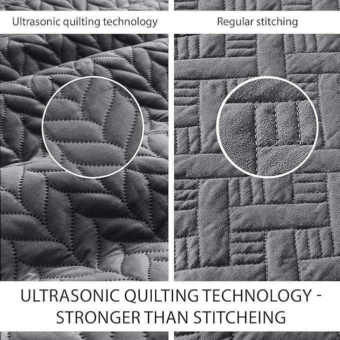 MOONLIGHT20015 Twin Quilt Bedding Set (68” x 86”) - Bulk Pack of 10 Wholesale for Hotels, Guest Bedroom & Airbnbs - Lightweight Microfiber Reversible Embossed Quilts Bedspreads (Charcoal)