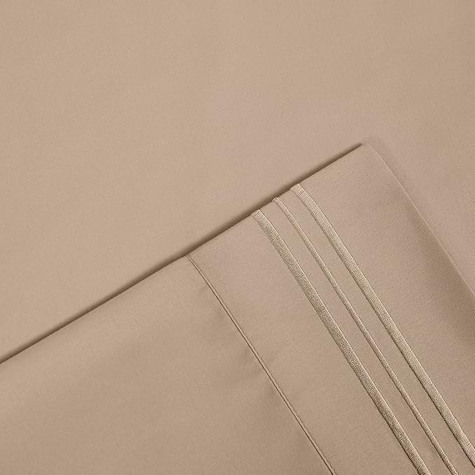 Modern Threads 6-Piece Bed Sheet Set - Deep Pocket, Soft Brushed Microfiber Sheets, Cool & Breathable for Mattress Up to 21 Inches, Includes 4 Pillowcases, Flat & Fitted Sheets, Cream Full