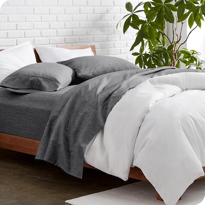 Bare Home Full Sheet Set - Luxury 1800 Ultra-Soft Microfiber Double Brushed - Deep Pockets - Easy Fit - 4 Piece Set - Bedding Sheets & Pillowcases (Full, Heathered Grey)