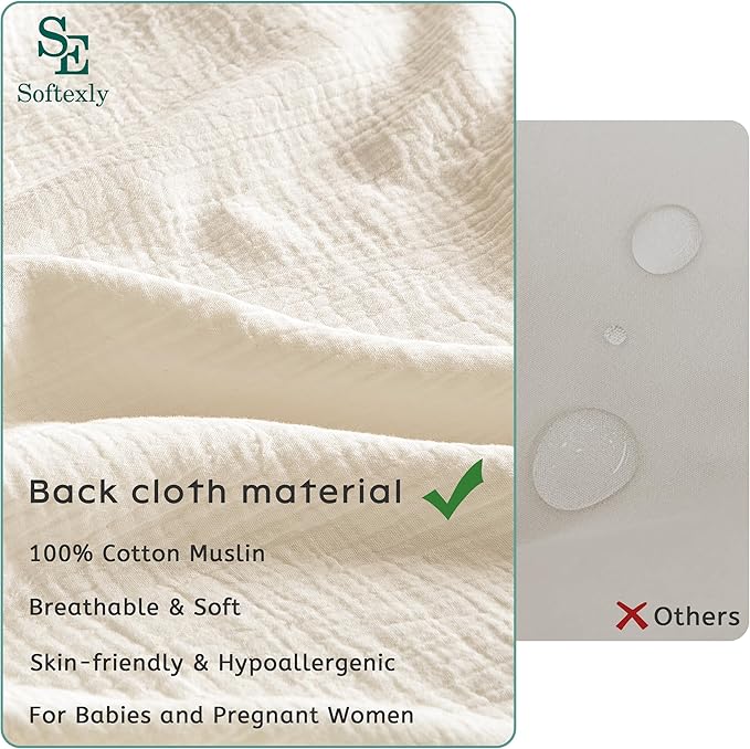 SE SOFTEXLY Muslin Duvet Cover King Size, 100% Washed Cotton Duvet Cover Set, Ultra Soft Comforter Cover Linen Like, 3 Pieces Minimalist Gauze Duvet Cover with 2 Pillowcases, 90"x104", Off-White