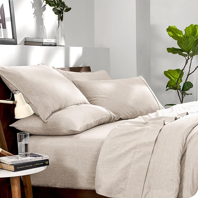 Bare Home Bed-in-A-Bag 7 Piece Comforter & Sheet Set - Queen - Goose Down Alternative - Ultra-Soft 1800 Premium Bedding Set - Cationic (Queen, Heathered Pebble)