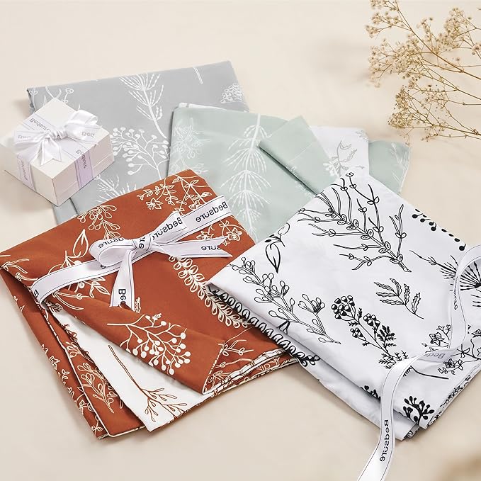 Bedsure Duvet Cover Queen Size - Reversible White Queen Duvet Cover Set with Zipper Closure, 3 Pieces Floral Patterned Bedding Set with 8 Corner Ties and 2 Pillow Shams