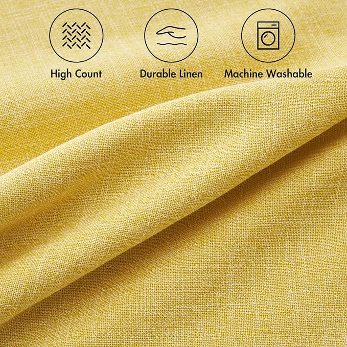 MIULEE Pack of 2 Decorative Linen Burlap Textured Pillow Covers Farmhouse Boho Accent Pillowcases Spring Home Decor for Couch Sofa Bedroom Living Room 20x20 Inch Yellow