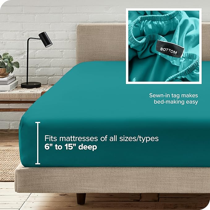 Bare Home Fitted Bottom Sheet King Size - Premium 1800 Microfiber - Ultra-Soft Hotel Luxury - Deep Pocket - Durable and Long Lasting - Fitted Sheet (King, Emerald)