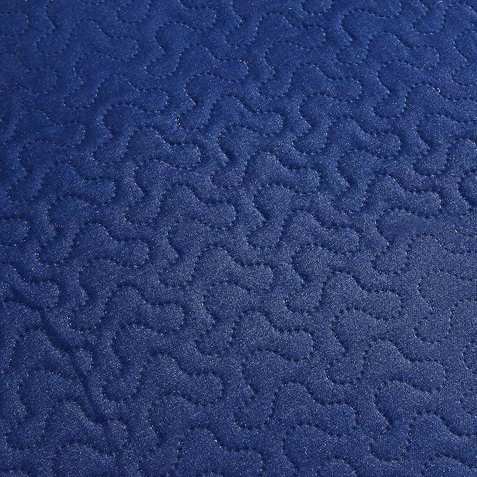 JML Quilts Set, Bedspread Coverlet Set with Pillowcases - 3 Piece Soft and Lightweight Bed Quilt for Spring, Autumn and Summer (Embossed Stripe - Navy, King(92"x104"))