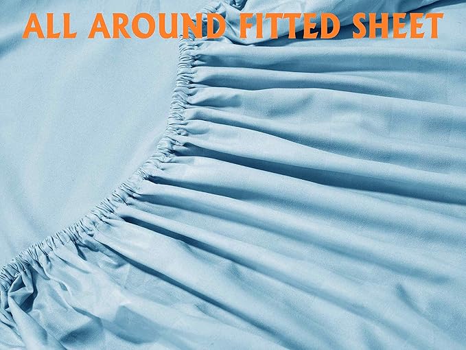 Elegant Comfort Softest and Coziest 4-Piece Sheet Set - 1500 Premium Hotel Quality Microfiber - Luxurious Wrinkle Resistant 4-Piece Damask Stripe Bed Sheet Set, Twin XL, Aqua Blue