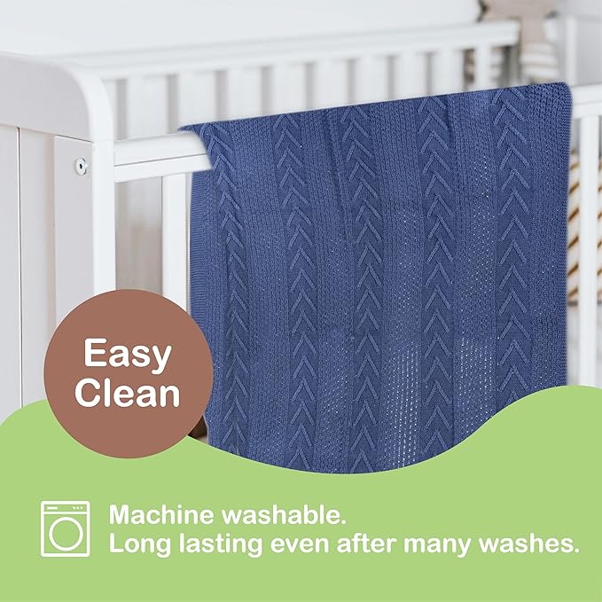 Organic Cotton Knit Baby Blanket 31.5 X 43.3 Inches Soft Knitted and Breathable Baby Blanket for Boys and Girls Perfect Soft Baby Blankets for Infants Toddlers All Seasons