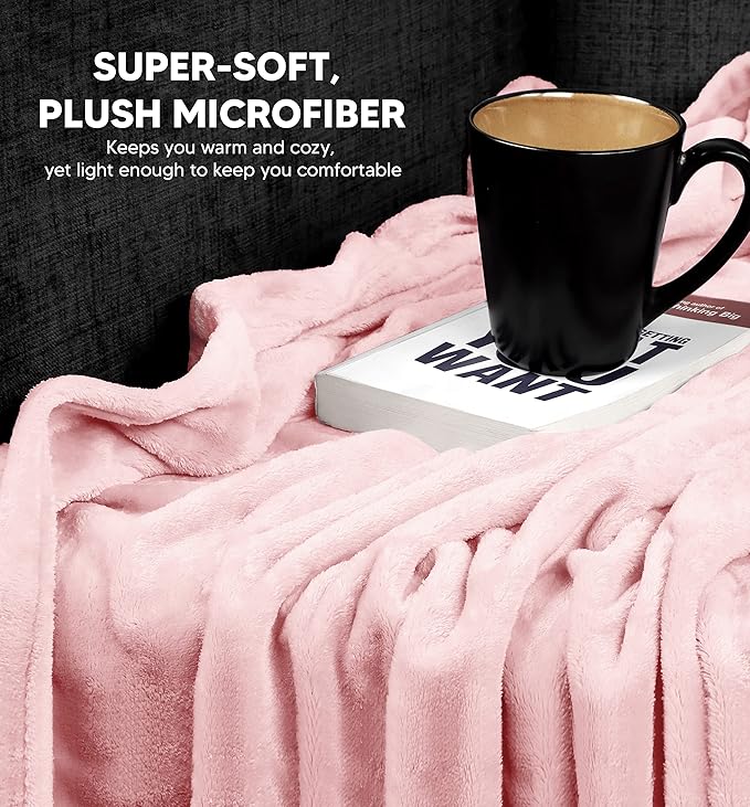 Utopia Bedding Fleece Blanket Twin Size Pink 300GSM Luxury Anti-Static Fuzzy Soft Microfiber Bed Blanket (90x66 Inch)