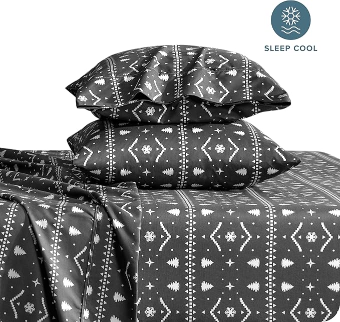 Bare Home Full Sheet Set - Luxury 1800 Ultra-Soft Microfiber Double Brushed - Deep Pockets - Easy Fit - 4 Piece Set (Full, Winter Alpine)