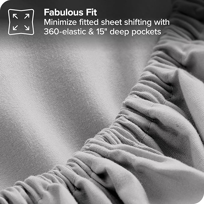 Bare Home Bed-in-A-Bag 7 Piece Comforter & Sheet Set - Full - Goose Down Alternative - Ultra-Soft 1800 Premium - Bedding Set (Full, Grey/Light Grey)