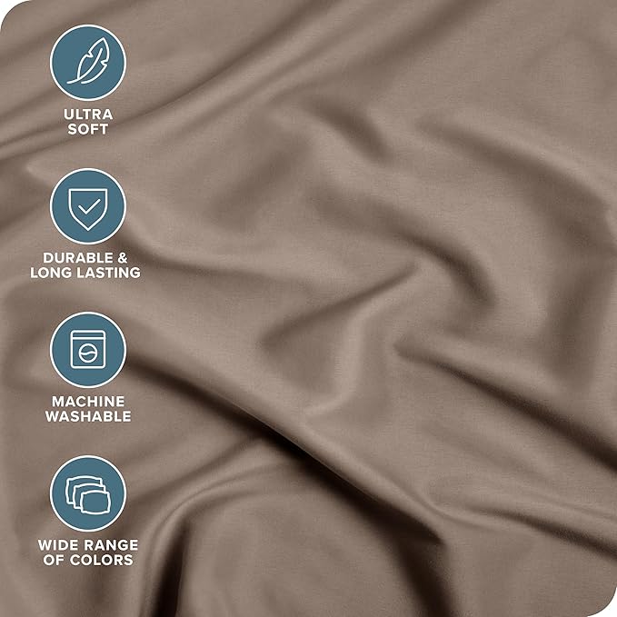 Bare Home 2-Pack Fitted Bottom Sheets Split King - Premium 1800 Ultra-Soft Microfiber - Deep Pocket - 4 Twin XL Fitted Sheets (Split King, Taupe)
