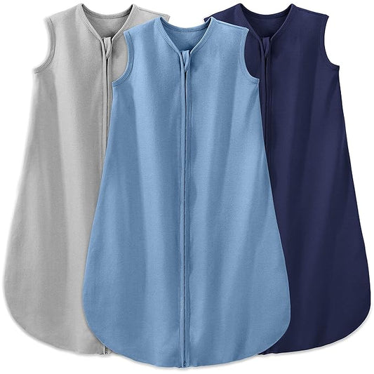 Yoofoss Baby Sleep Sack 0-6 Months Wearable Blanket for Babies 100% Organic Cotton 2-Way Zipper TOG 0.5 Toddler Sleeping Sack 3 Pack, Sleep Sacks