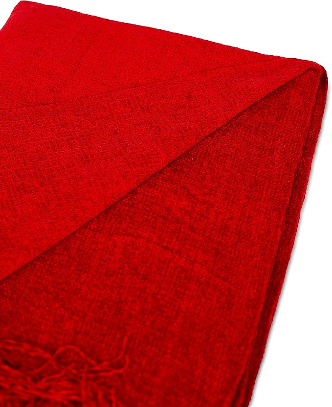 BIRDROCK HOME Chenille Throw Blankets - Red - Ultra Soft Couch Blanket with Fringe - Light Weight Sofa Throw - 100% Microfiber Polyester - Easy Travel - Bed - 50 x 60