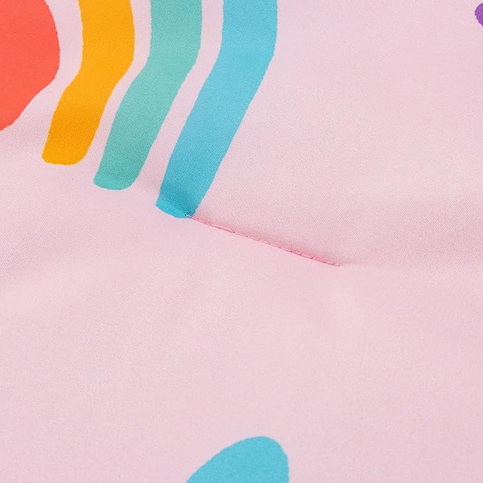 Btargot Lightweight Soft 3 Piece Rainbow Comforter Set with 2 Pillow Covers, Cartoon Love Hearts Flowers and Sun Moon Star Bedding Set for Girls Boys Kids, Full Blush