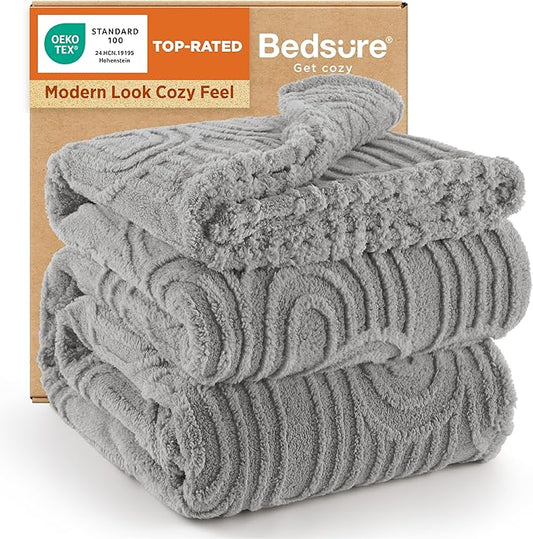 Bedsure GentleSoft Fleece King Size Blanket for Bed - Super Soft & Cozy, Fluffy Blankets for Women & Girls, Ideal for Sofa & Couch, Light Grey, 108x90 Inches