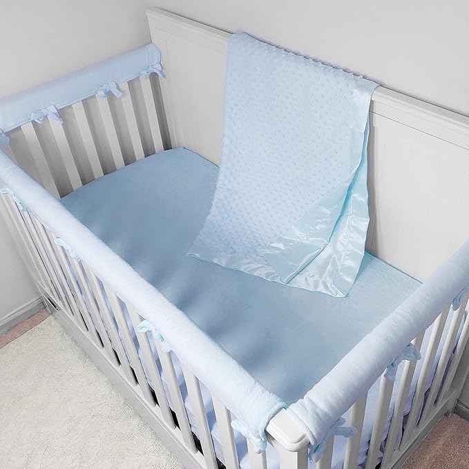American Baby Company Heavenly Soft Chenille Receiving Blanket (30" x 40"), 2-Layer Design with Minky Dot & Silky Satin, Blue, for Boys and Girls