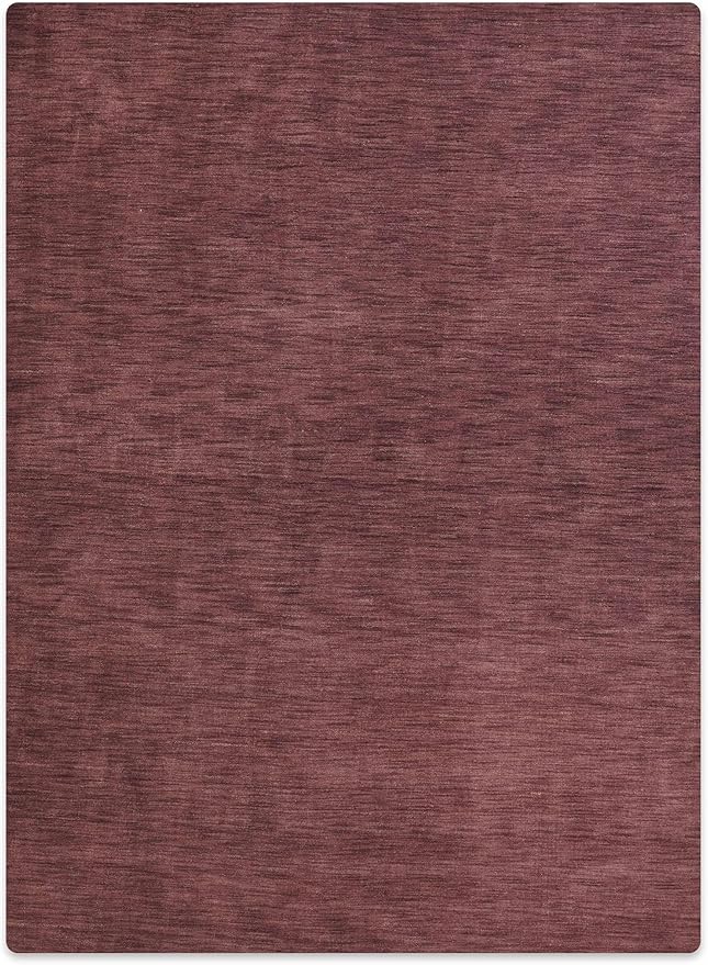 Hand Knotted Loom Wool ECO-Friendly Area Rugs - 5'x8', Rectangle, Purple Color, Solid Plain Design, High Pile Handmade Anti Skid Area Rugs for Living Room, Bed Room (L00111)