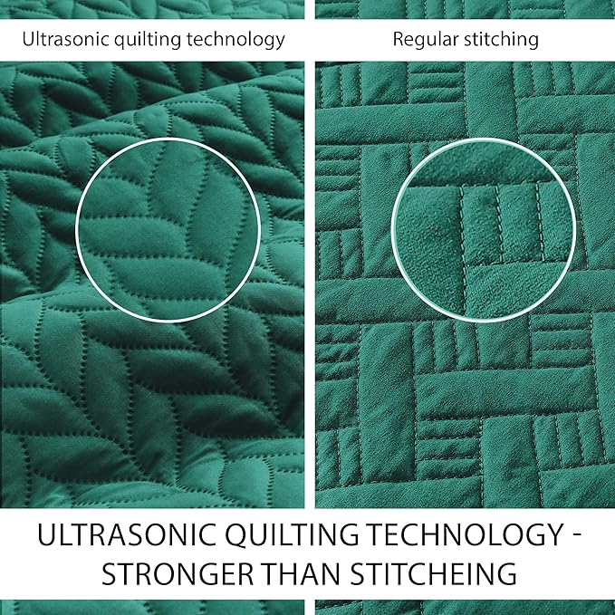 IR Imperial Rooms Twin Quilt Bedding Set Size (68” x 86”) + 1 Pillow Shams (20” x 26” + 2”) - 2 Pcs All Season Lightweight Reversible Microfiber Coverlet Embossed Quilt Bedspread (Emerald)
