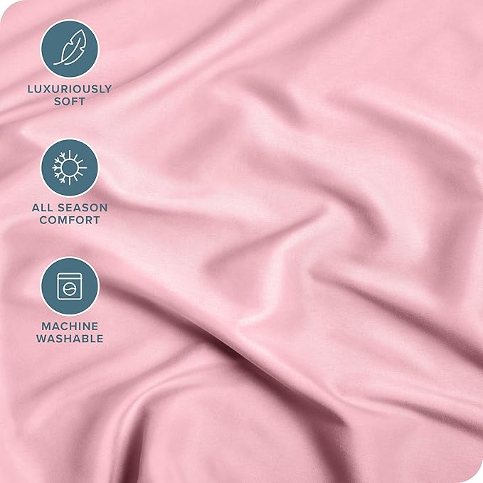 Bare Home Fitted Bottom Sheet Twin XL Size - Premium 1800 Microfiber - Ultra-Soft Hotel Luxury - Deep Pocket - Durable and Long Lasting (Twin XL, Light Pink)