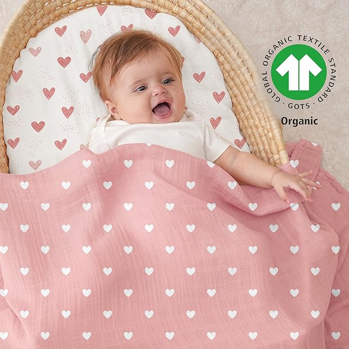 Yoofoss Muslin Swaddle Blankets, Organic Baby Blankets, 47 x 47 Inches Receiving Blanket for Baby Boys and Girls, Baby Essentials for Newborns Soft Breathable