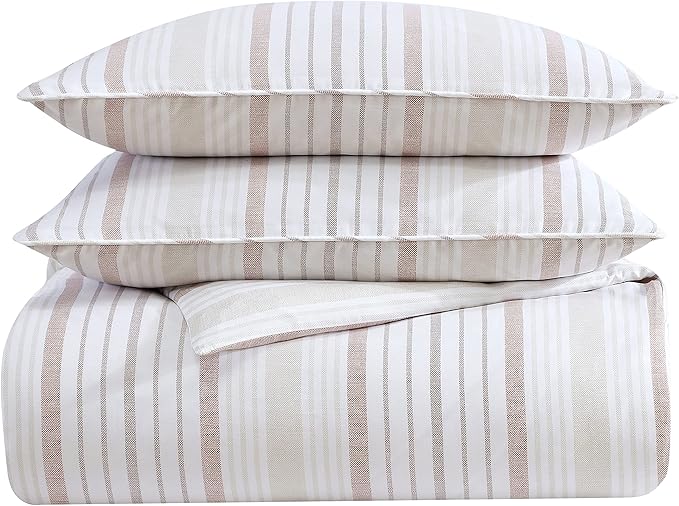Stone Cottage- King Duvet Cover Set, Cotton Reversible Bedding Set, Cottage Home Décor (Conrad Beige, King)