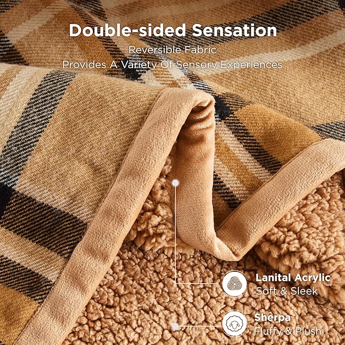 Sophia & William Throw Blanket for Couch Sofa(50x60 Inches) - Reversible Fluffy Soft Blanket, Gifts for Women, Yellow