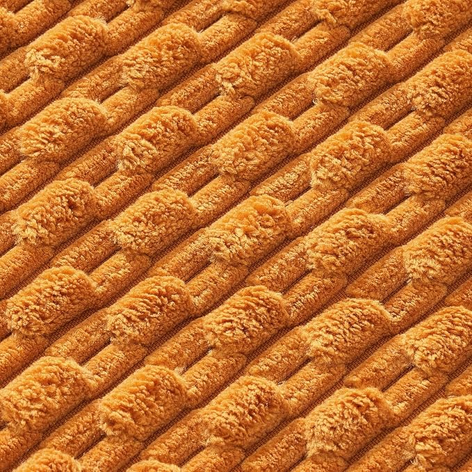 MIULEE Burnt Orange Throw Pillow Covers Soft Corduroy Decorative Set of 2 Boho Striped Pillowcases Farmhouse Home Decor for Thanksgiving Couch Bed Sofa Living Room 12x20 Inch