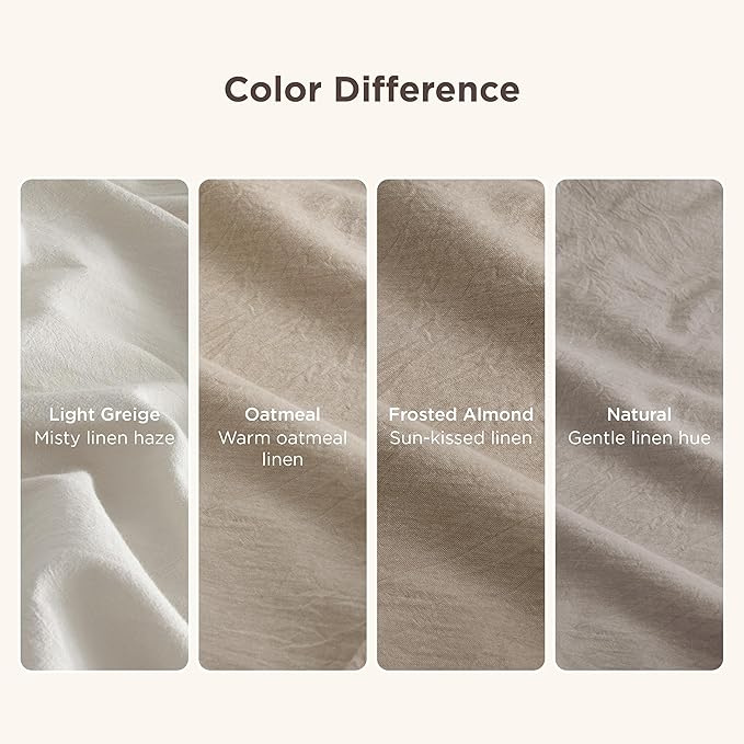 Bedsure 100% Washed Cotton Duvet Cover Twin - Oatmeal Minimalist Cotton Duvet Cover Linen Like for All Seasons - GentleSoft™ Plain Simple Bedding (Oatmeal, Twin, 68"x90")